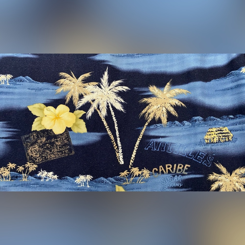 Island winds Navy and Yellow Tropical Shirt - Picture 8 of 8